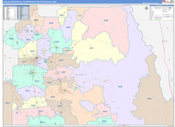 Visalia-Porterville Metro Area Wall Map Color Cast Style 2026